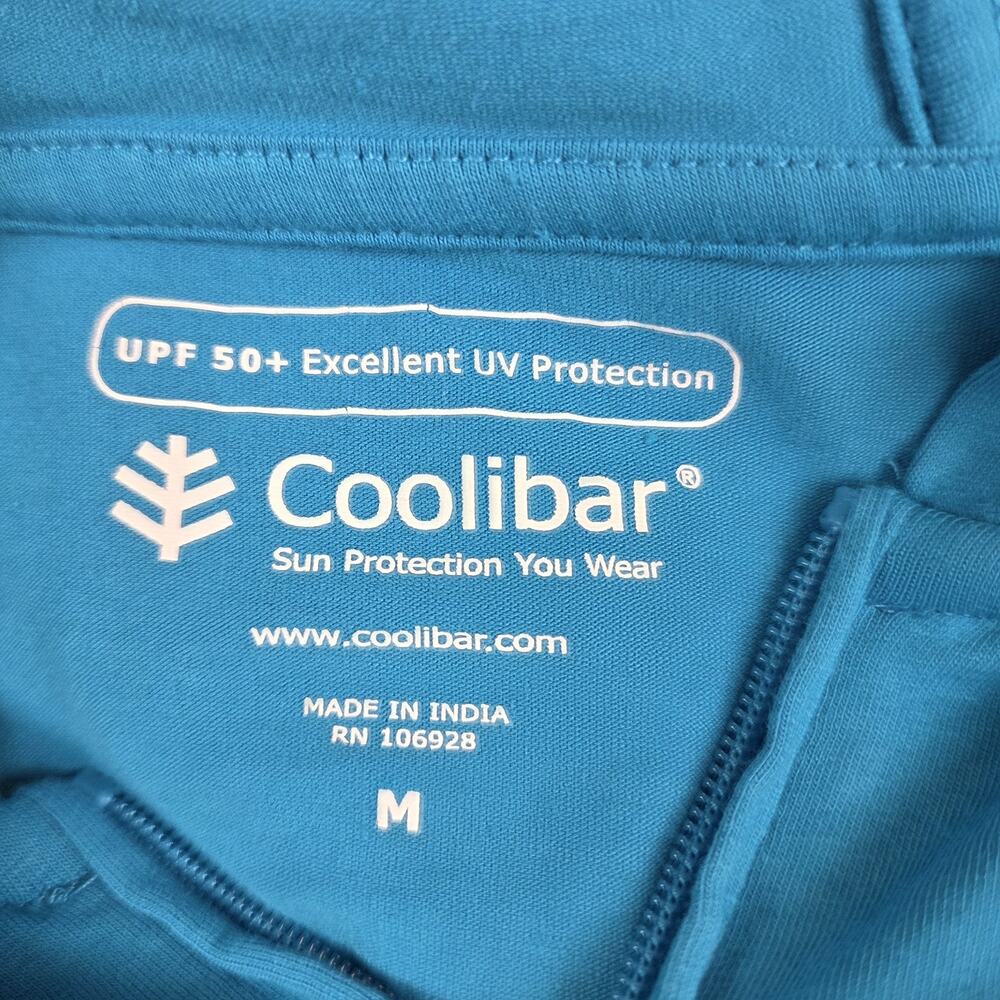 Coolibar Womens Cover Up Full Zip Hoodie M Blue Bamboo Blend Beach Pool Stretch - Picture 3 of 7